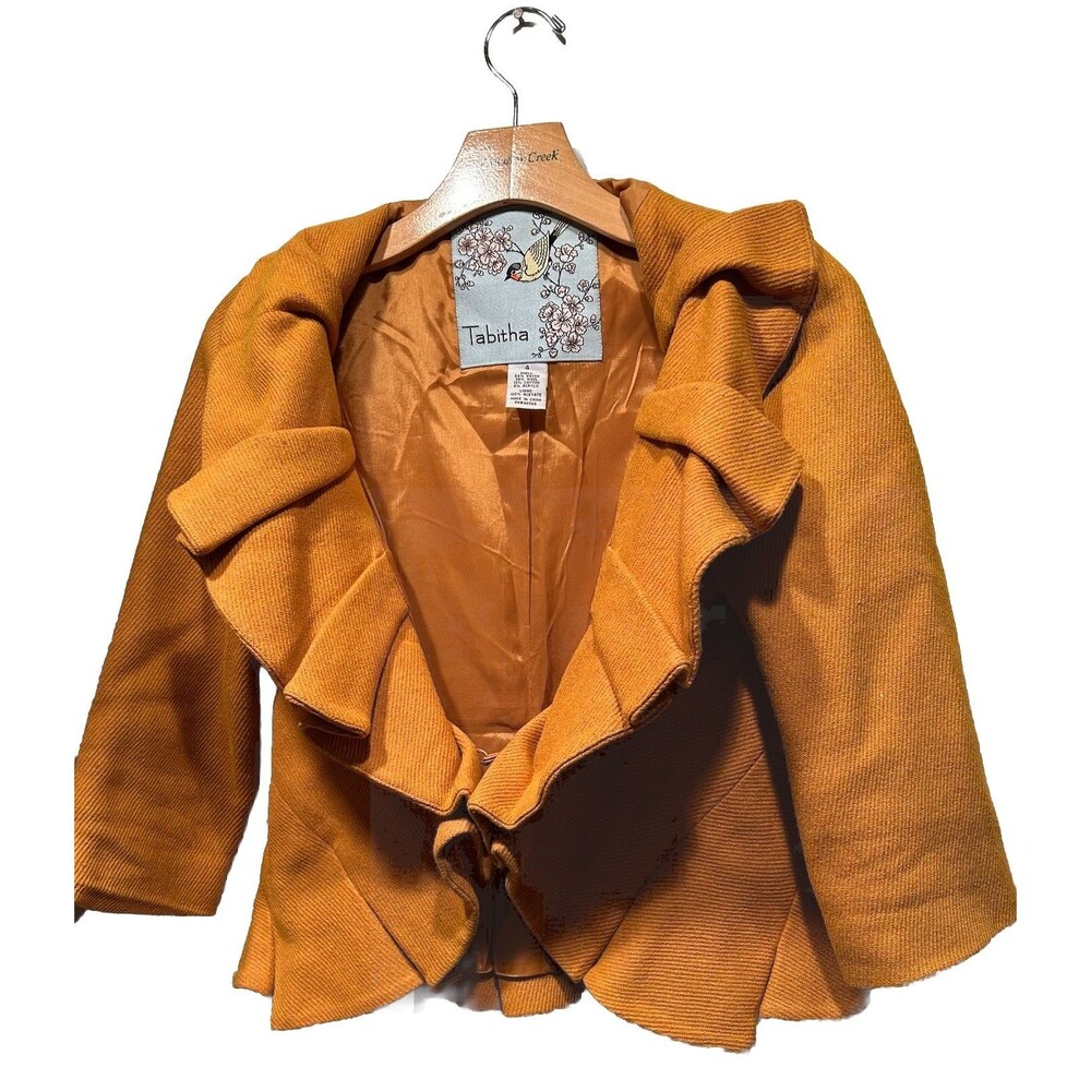 Anthropologie Mustard Ruffle Jacket - Picture 3 of 7
